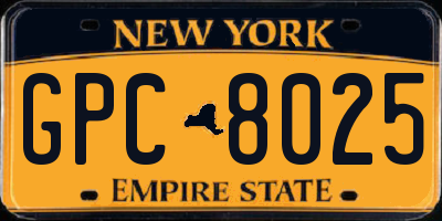 NY license plate GPC8025