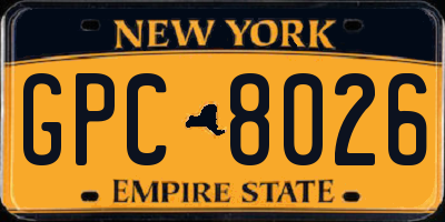 NY license plate GPC8026