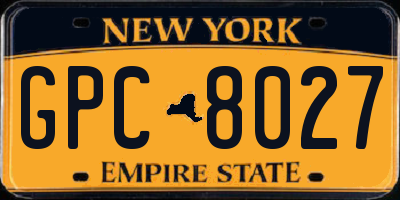 NY license plate GPC8027