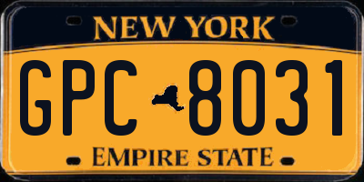 NY license plate GPC8031