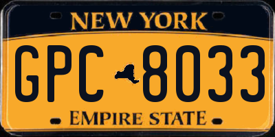 NY license plate GPC8033
