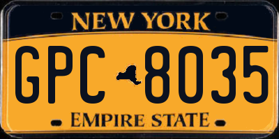 NY license plate GPC8035