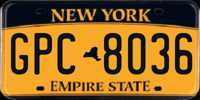 NY license plate GPC8036
