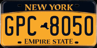 NY license plate GPC8050