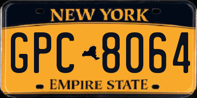 NY license plate GPC8064