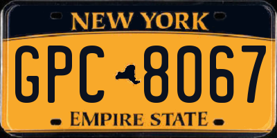 NY license plate GPC8067
