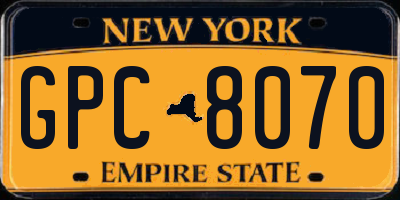 NY license plate GPC8070
