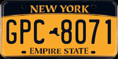 NY license plate GPC8071