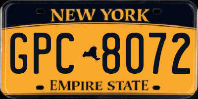 NY license plate GPC8072