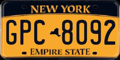 NY license plate GPC8092