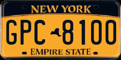 NY license plate GPC8100