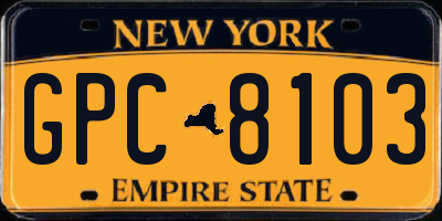 NY license plate GPC8103