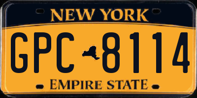 NY license plate GPC8114
