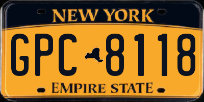 NY license plate GPC8118