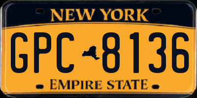 NY license plate GPC8136