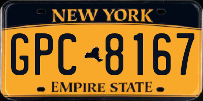 NY license plate GPC8167