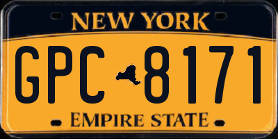 NY license plate GPC8171