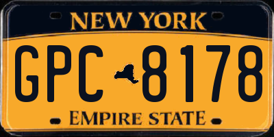 NY license plate GPC8178