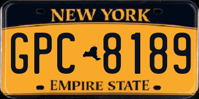 NY license plate GPC8189
