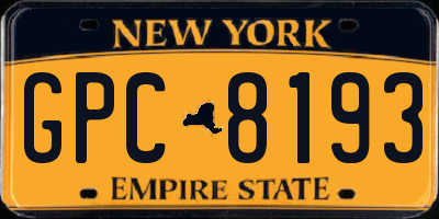 NY license plate GPC8193