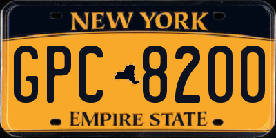 NY license plate GPC8200