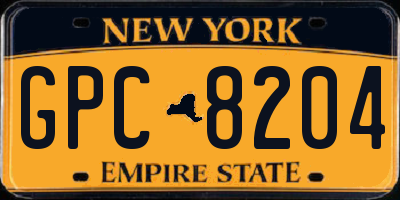 NY license plate GPC8204
