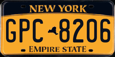 NY license plate GPC8206