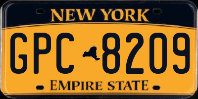 NY license plate GPC8209