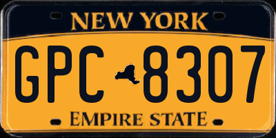 NY license plate GPC8307