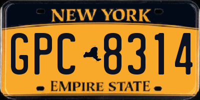 NY license plate GPC8314