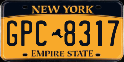 NY license plate GPC8317