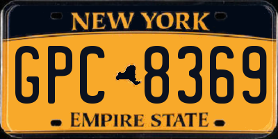 NY license plate GPC8369