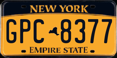 NY license plate GPC8377