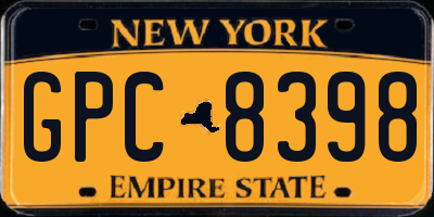 NY license plate GPC8398