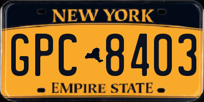 NY license plate GPC8403