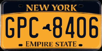 NY license plate GPC8406