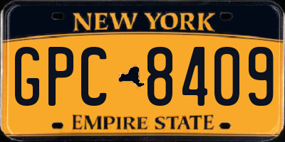 NY license plate GPC8409