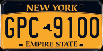 NY license plate GPC9100