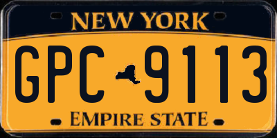 NY license plate GPC9113