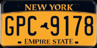 NY license plate GPC9178