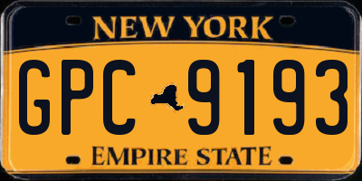 NY license plate GPC9193