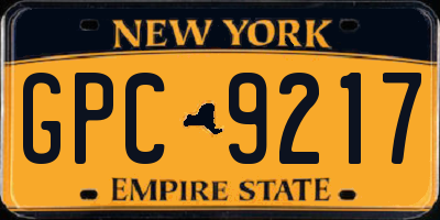 NY license plate GPC9217