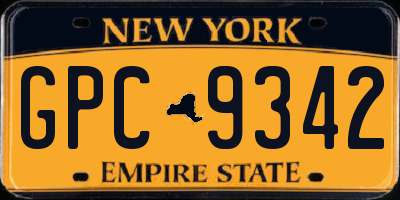 NY license plate GPC9342