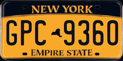 NY license plate GPC9360