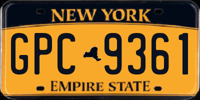 NY license plate GPC9361