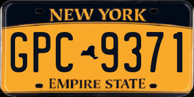 NY license plate GPC9371