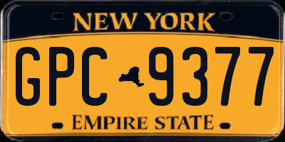 NY license plate GPC9377