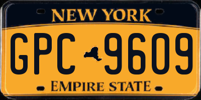 NY license plate GPC9609