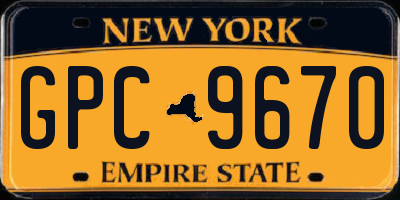 NY license plate GPC9670