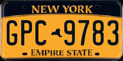 NY license plate GPC9783